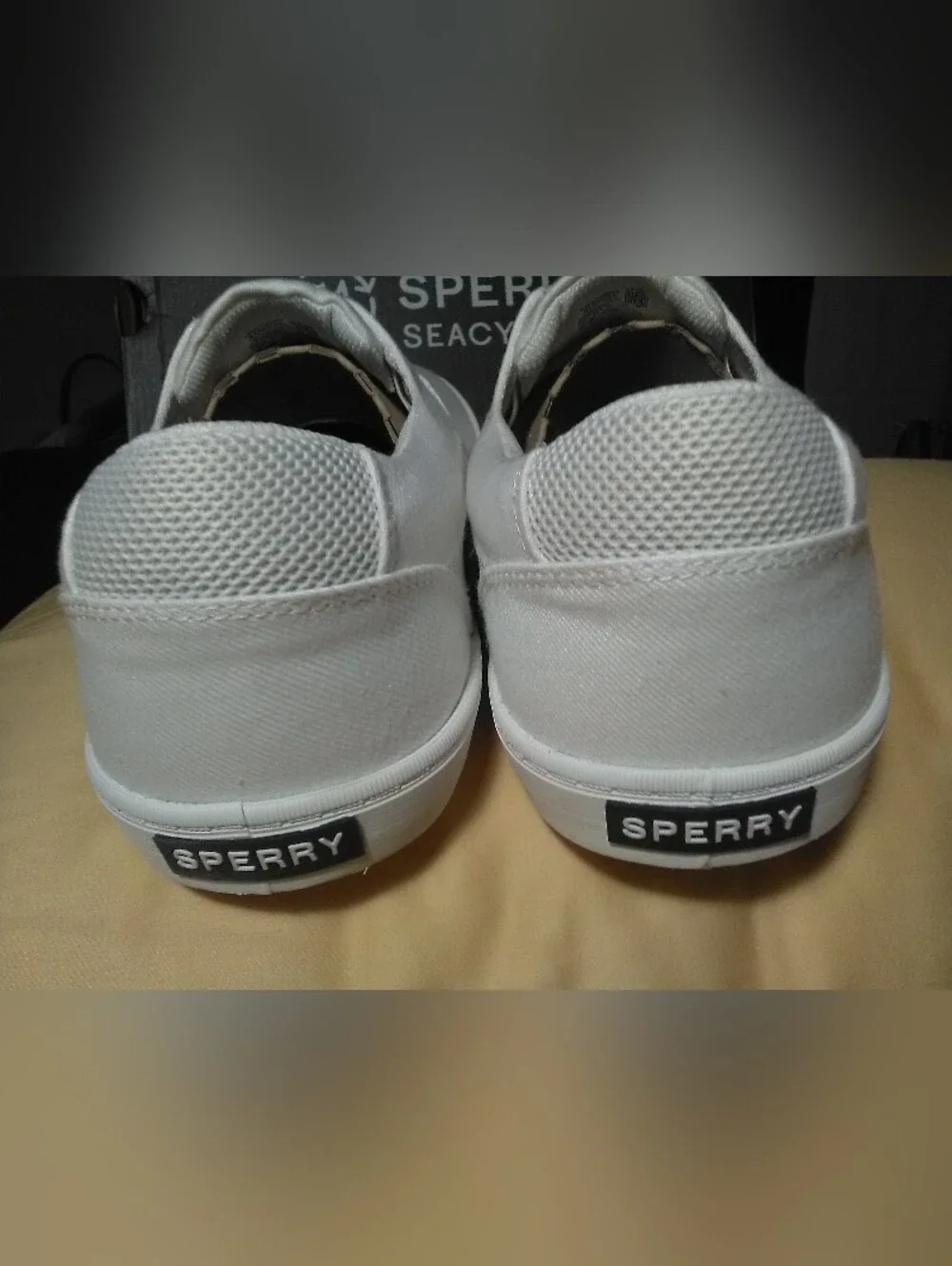NIB Sperry Men’s White Canvas Boat Shoes SZ. 11.5W MEMORY FOAM